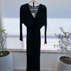 Gracemade Soft Modal V Wrap Long Sleeve Jumpsuit Black XS NWT Classic Casual